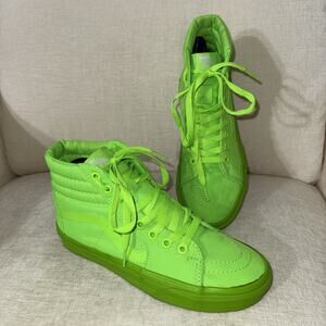 Vans Sk8 Hi Pro Women US Sz 8 Neon Green Athletic Casual Skate Shoes Sneakers